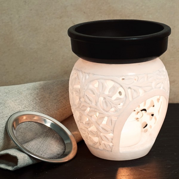 Weihrauchbrenner &amp; Duftlampe AMPHORE Alabaster DUO